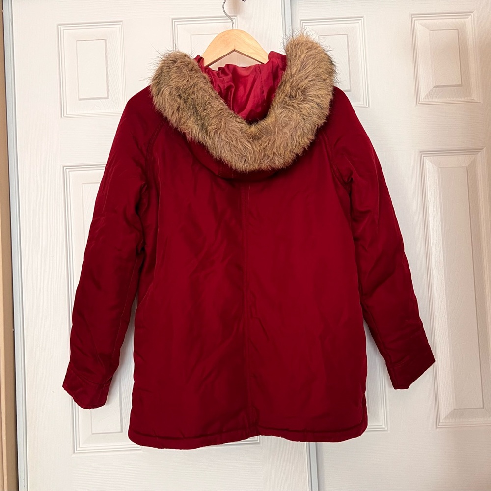 Old Navy Women's Red Fur-Trimmed Parka Size XS - Picture 4 of 8